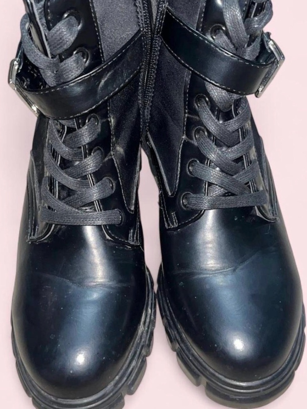 Shoe Dazzle Black Combat Moto Boots